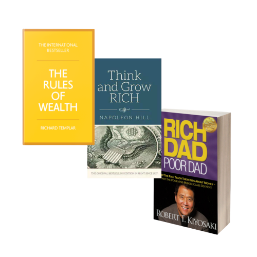 Entrepreneurs Packege, Rich Dad Poor Dad, Think And Grow Rich and Rule