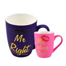 Kookee Ceramic Coffee or Tea Mug with 2 handle Mr & Mrs