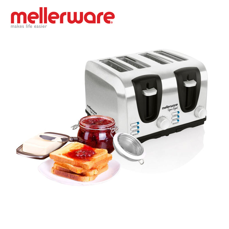 mellerware sigma 4 slice stainless steel toaster
