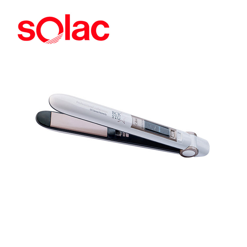 SOLAC HAIR STRAIGHTENER ADJUSTABLE TEMPERATURE CERAMIC WHITE "OIL SENSE REMEDY"