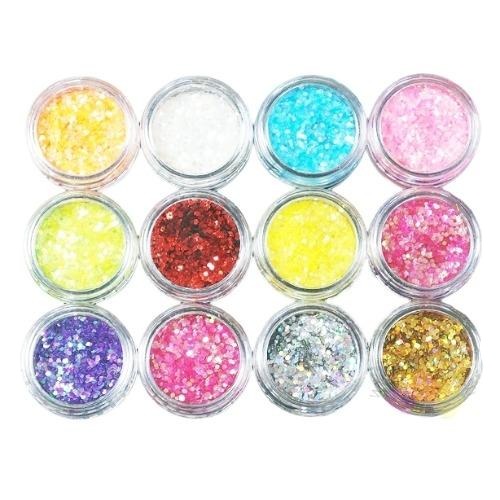 12 Colors Glitter Nail Art kit
