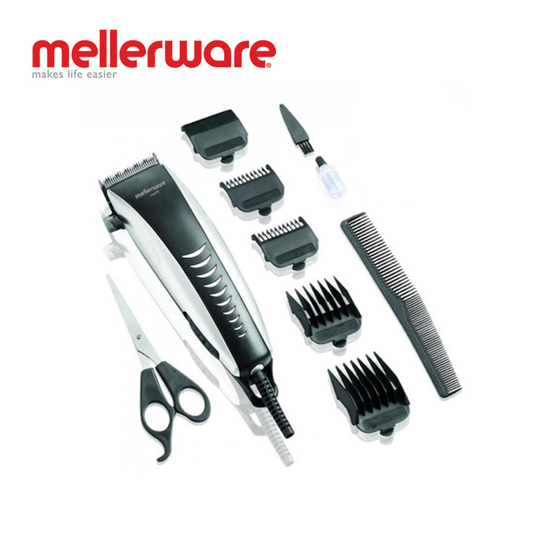 mellerware hair clipper 12 piece set plastic silver 10w "swift"