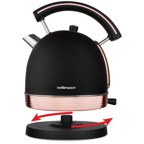 mellerware pack 2 piece set stainless steel black kettle and toaster "rose gold"
