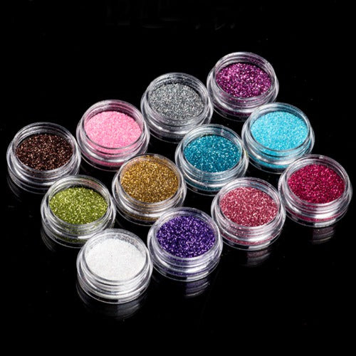 12 Pcs Mix Color Glitter Dust Power Decoration Nail Art