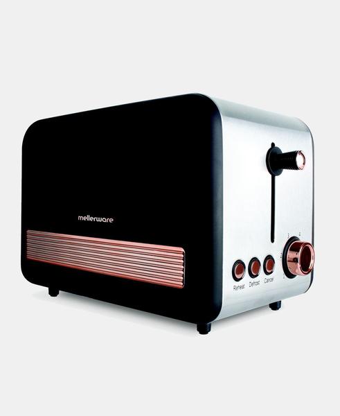mellerware pack 2 piece set stainless steel black kettle and toaster "rose gold"