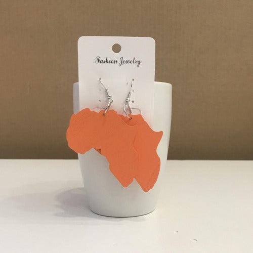 Orange African Map Earring