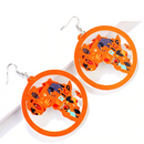 Handmade Ethnic Africa Pattern Print Wooden Earrings