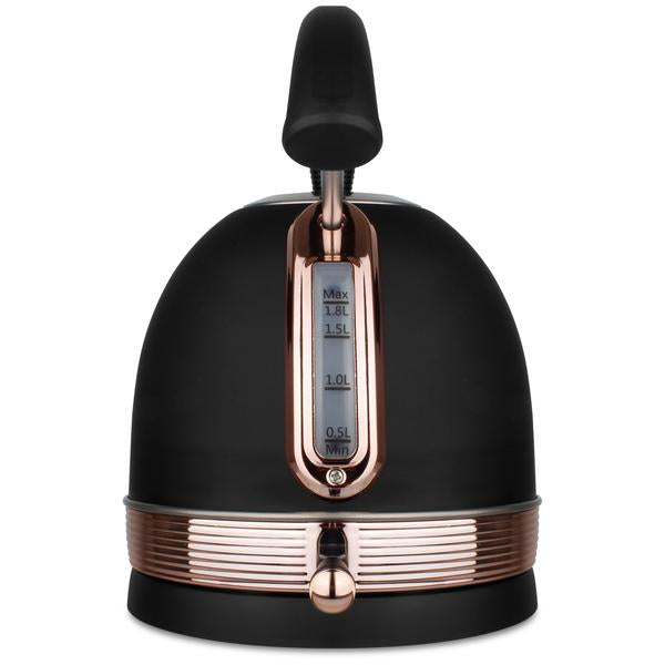 mellerware pack 2 piece set stainless steel black kettle and toaster "rose gold"
