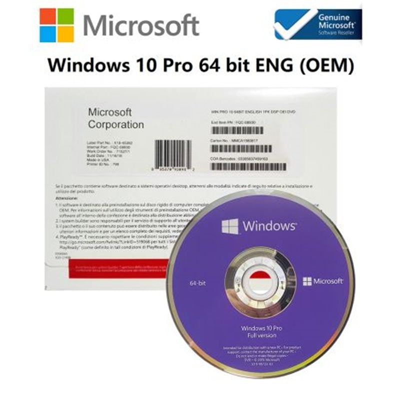 Microsoft Windows Professional 10 64Bit Eng Intl 1pk DSP OEI DVD